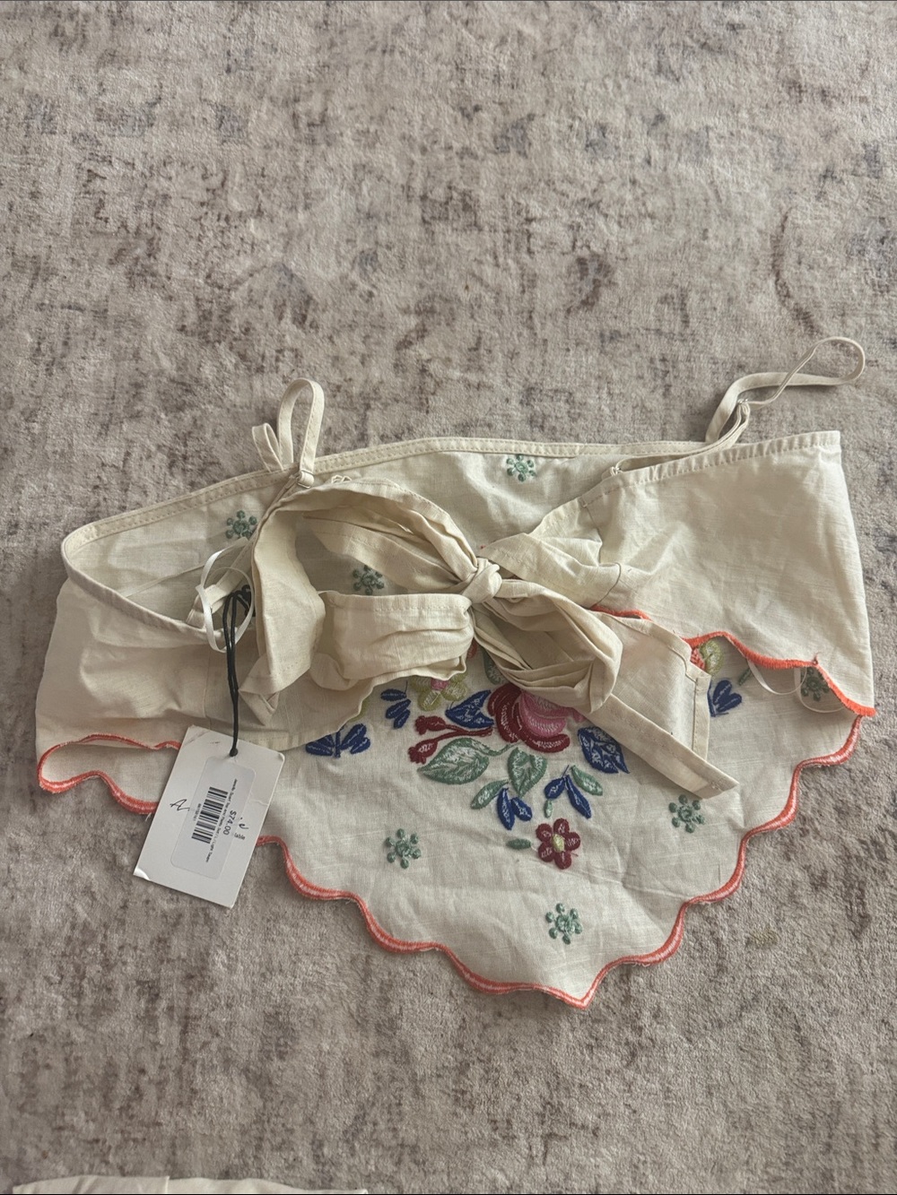 Boutique Set Annabelle by Mabel NWT Embroidered Wide-Leg Cream Linen Pants - Picture 3 of 6